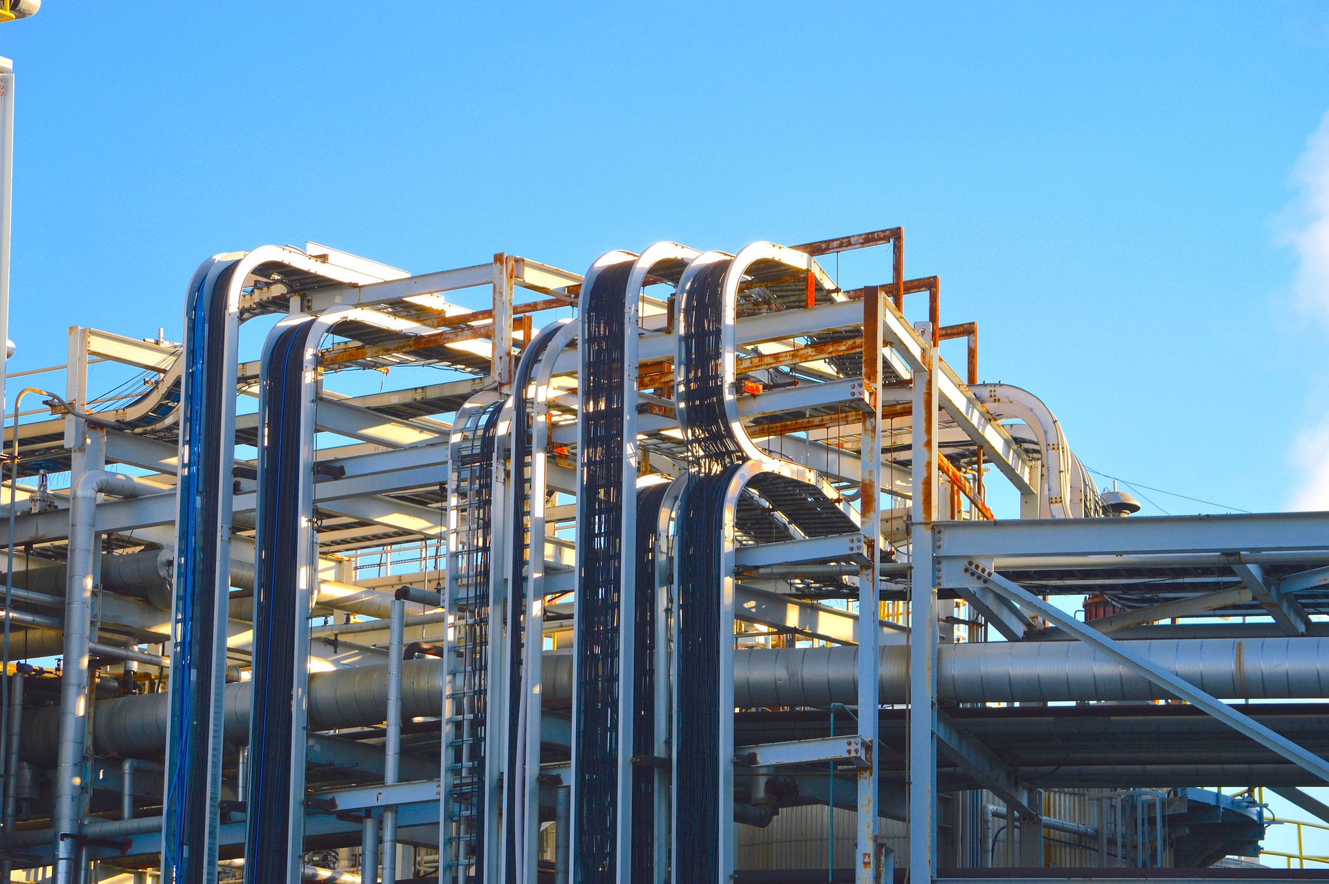 Chemical manufacturing plant pipes and industrial infrastructure